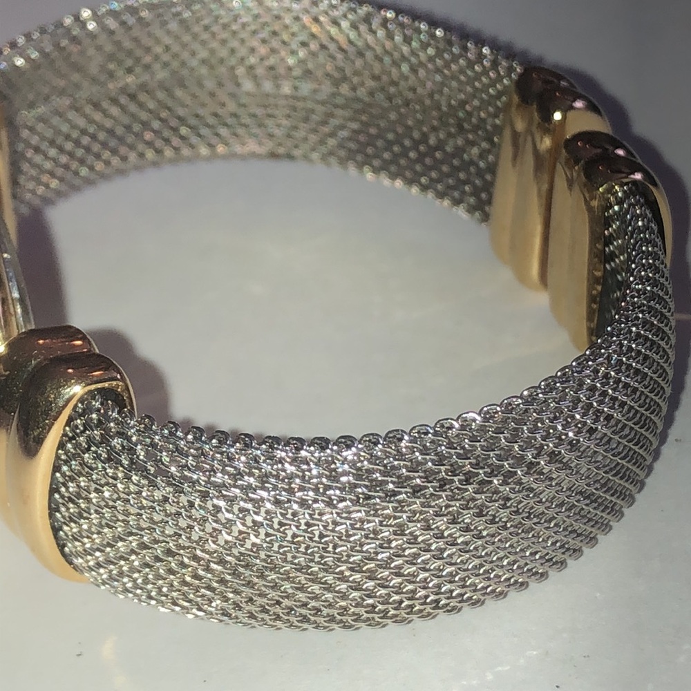 Pierre Jacquard Gold Tone and Silver Tone Watch with Mesh Band - Picture 6 of 8